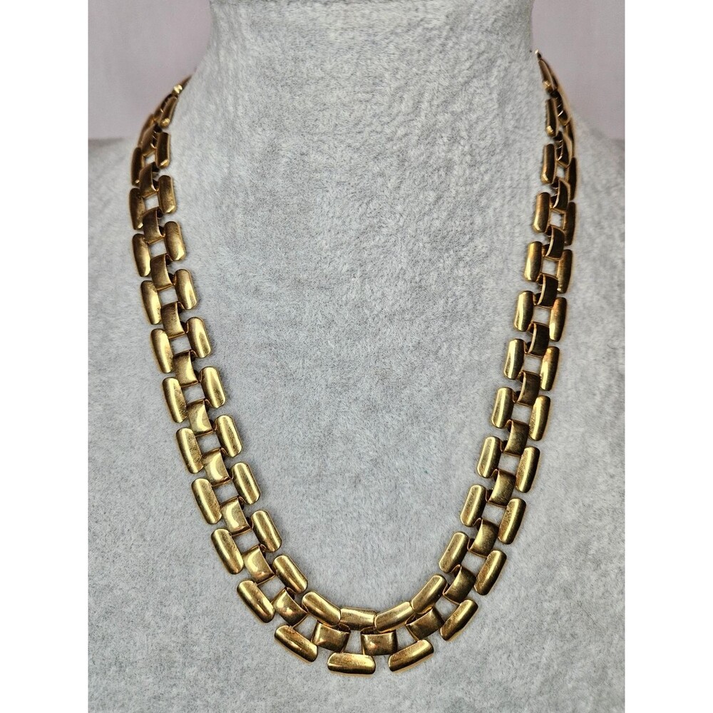 Vintage Napier Gold Tone Link Necklace Signed Classic Minimalist Panther Link